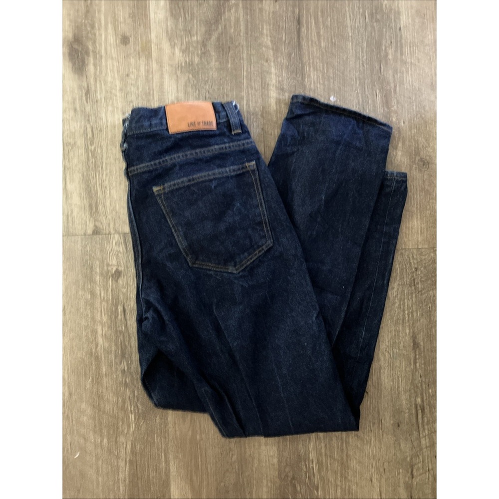 Line of Trade Raw Denim Jeans Men 32/31.5 Indigo Blue Straight Leg Workwear Dark